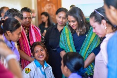WHO South-East Asia Regional Director, Saima Wazed, at 10 Decembro School, Timor-Leste.